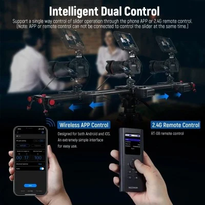 Neore Carbon Fiber Motorized Camera Slider with App and Remote Control - Black